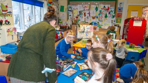 Early years pupils in a craft lesson