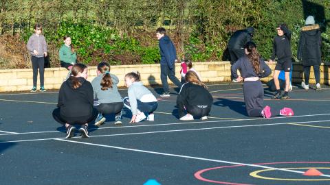 Games lesson in the playground