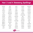 Year 3 and 4 Statutory Spellings